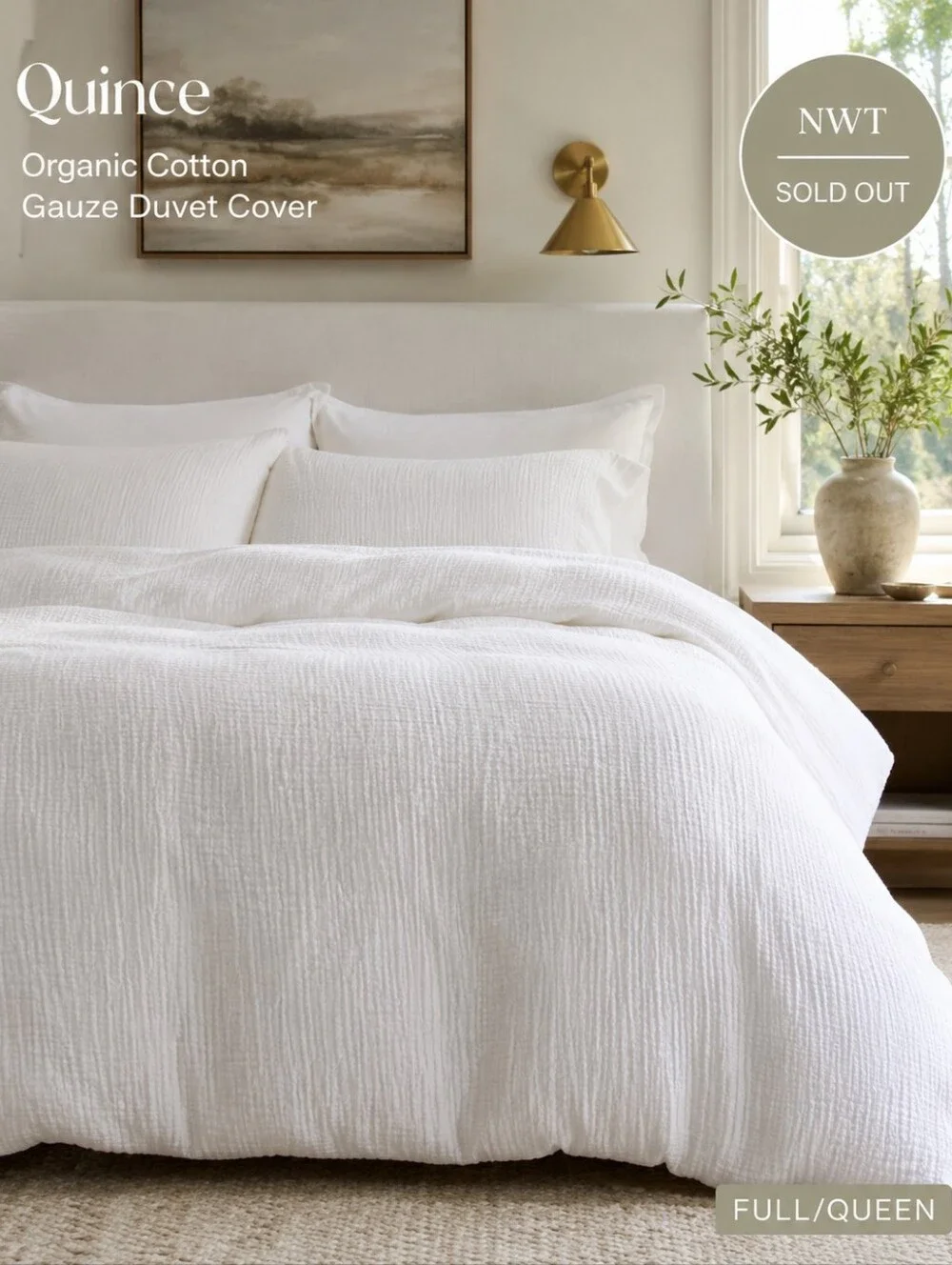 NWT Quince Organic Cotton Gauze Duvet Cover White Full Queen